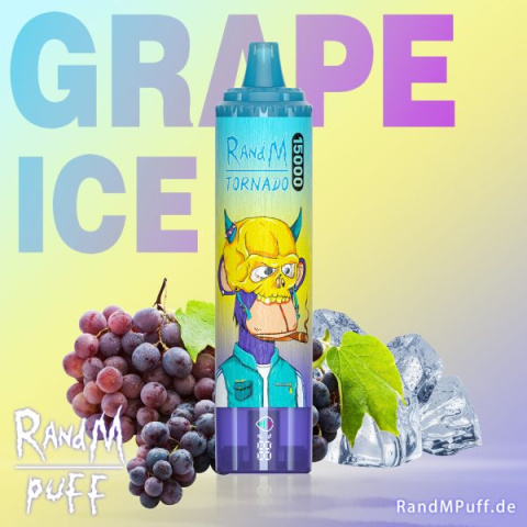 RandM Tornado Jednorazowy e-papieros 15000 Buchów o smaku GRAPE ICE 25 ml RandM Tornado Jednorazowy e-papieros 15000 Buchów o smaku GRAPE ICE 25 ml