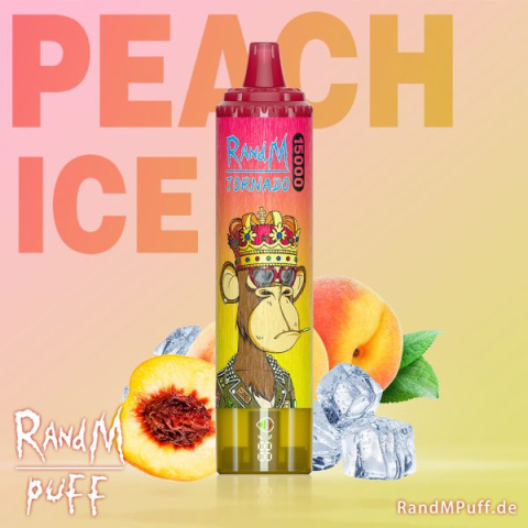 RandM Tornado Jednorazowy e-papieros 15000 Buchów o smaku PEACH ICE 25 ml RandM Tornado Jednorazowy e-papieros 15000 Buchów o smaku PEACH ICE 25 ml