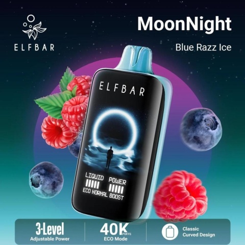E-Papierosy Jednorazowe Elf Bar MoonNight 40 000 Blue Razz Ice
