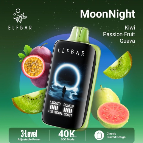 E-Papierosy Jednorazowe Elf Bar MoonNight 40 000 Kiwi Passion Fruit Guava