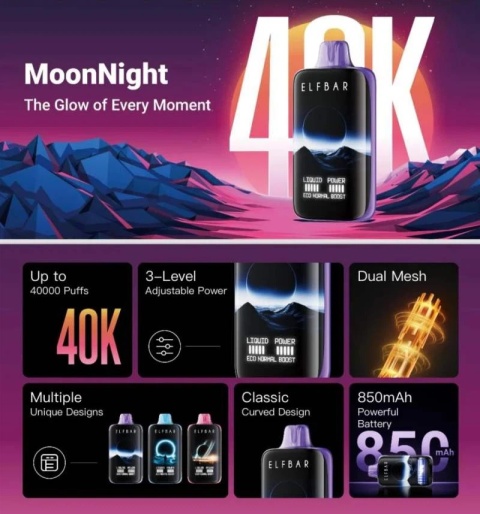 E-Papierosy Jednorazowe Elf Bar MoonNight 40 000 Lemon Lime