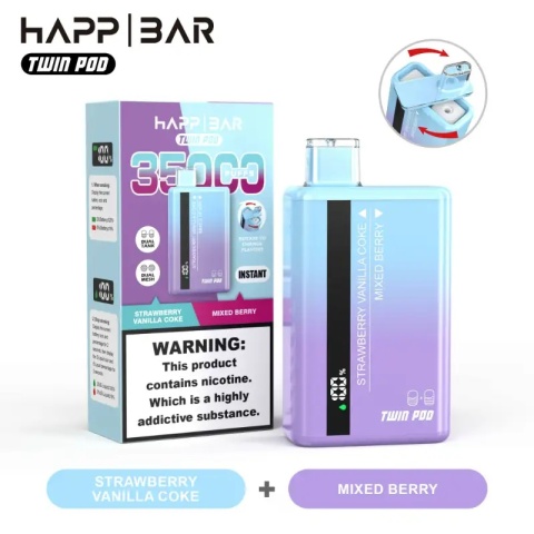 E-papieros jednorazowy Happ Bar 35000 Strawberry Vanilla Coke/Mixed Berry