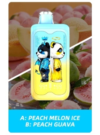 Jednorazowe E-papierosy MerryMi PANDA TWINS 40 000 Peach Melon Ice/Peach Guava