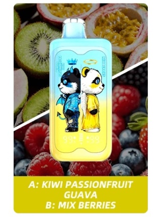 Jednorazowe E-papierosy MerryMi PANDA TWINS 40 000 Kiwi Passion Fruit Guava/Mix Berries